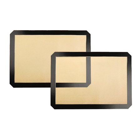 Silikon Bakematte Sett med 2 Non-Stick Gjenbrukbare Stekeplater for Kaker Brød Macarons 42 x 29,5 cm Mørkegrå