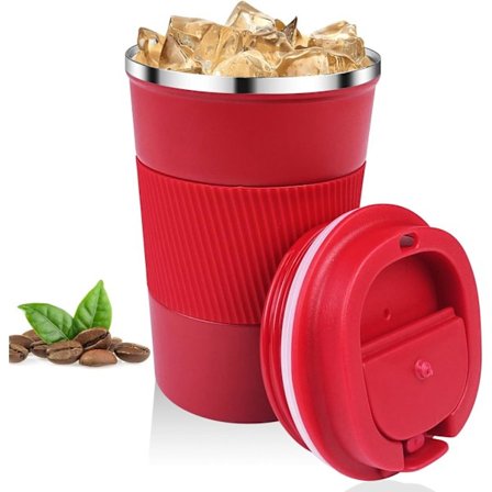 380 ml Svart Kaffemugg, 304 Rostfritt Stål Återanvändbar Kaffe Termosmugg, Läcksäker Termoskaffe Kopp för Bil