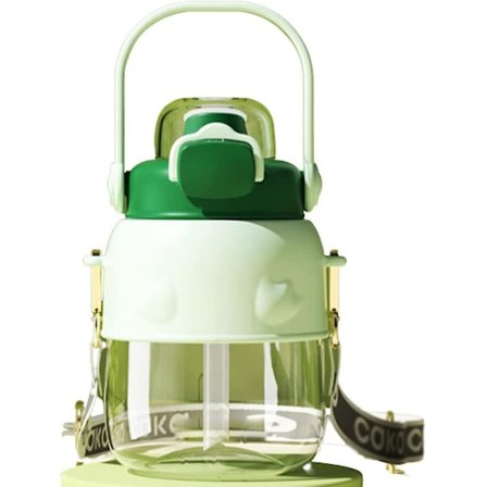 Drickflaska 30oz/900ml Flaskor Med Sugrör Och Rem Sports Vattenflaska Hållbara Vattenflaskor(grön) Med Lock