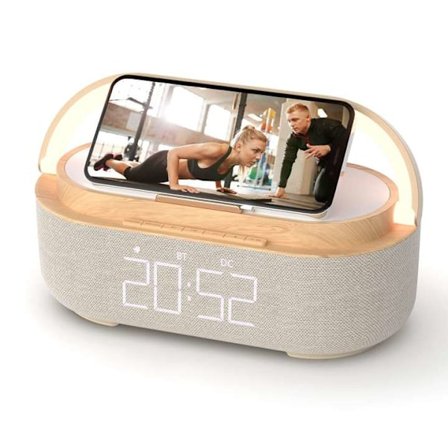 Radiovekkerklokke Digital med Trådløs Lader Smart Vekkarklokke