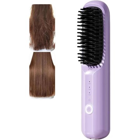 Genopladelig Hårtørrer, Multifunktionel Trådløs Hårtørrerbørste, Genopladelig USB-hårtørrerbørste med 3 Varmeindstillinger til