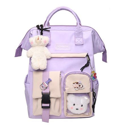 Kawaii Ryggsäck med Kawaii Pin söta accessoarer Ryggsäck Söt Estetisk Ryggsäck Söt Kawaii Ryggsäck för skolan