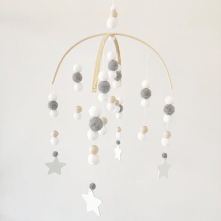 Neutraali Vauvan Sängyn Mobile Leluteline, Käsintehty Puuhelmi