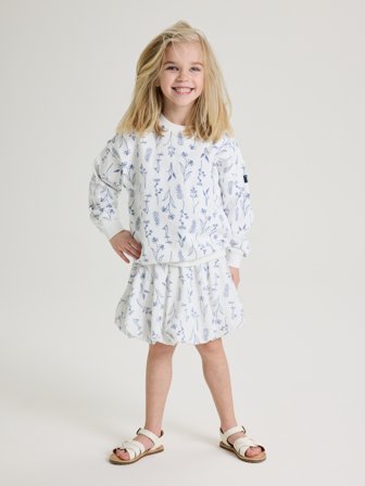 Ballongskjørt blomster - 86 - barneklær - white - Polarn O. Pyret