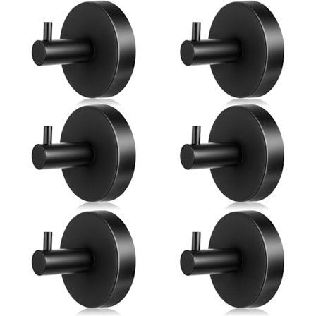 Matte Sorte Sugekop Kroge, Rustfrit Stål Ingen Bore Kroge til Brusebad og Badeværelse, Aftagelig Hængende Løsning til Håndklæder Badekåber o