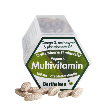 Berthelsen Vegansk Multivitamin m/Omega-3 180 tabl., Helse & Madvarer, Kosttilskud, Fiskeolie & Omega 3