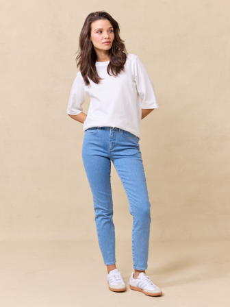 MATCH - Sabine cropped jeans - Jean Paul Femme - Str. XS - Dame - Bukser & Jeans - Blå - 80% Bomull, 9% Lyocell, 8% Elastisk polyester og 3% Elastane.