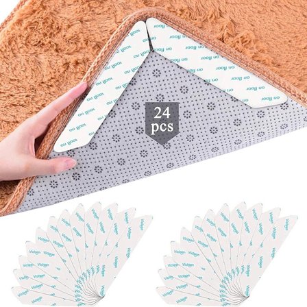 24-pakning Teppe Antiskli Tape Gjenbrukbar Dobbeltsidig Teppe Antiskli Tape Vaskbar Avtakbar Antiskli Tape Egnet for tepper og
