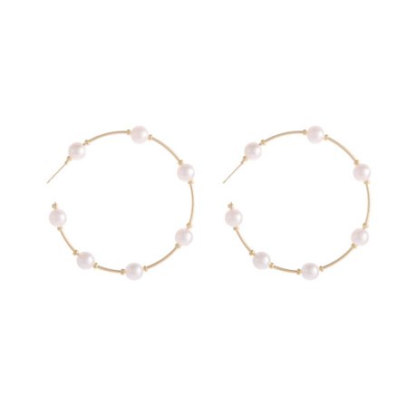 Bröllopsörhängen med pärlor i vintage-stil, stora runda öronhängen