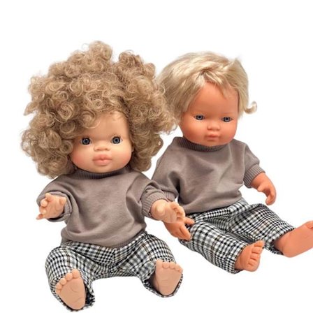 Zestaw bluza i spodenki w kratkę dla Miniland 38 cm, Minikane 34 cm, Paola Reina Gordis 34 cm