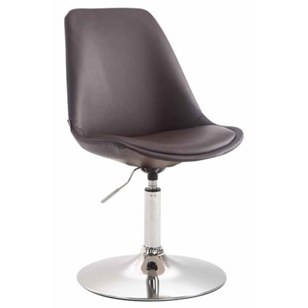 Matsalstol Konstgjord läder - Modern stol - Justerbar höjd & 360 ° Roterabel | Färg: Brun | Basfärg: krom