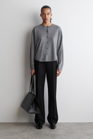 COS Women's Cárdigan De Lana Merino De Corte Circular in Gris