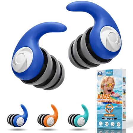 Simöronproppar för barn (4-12 år) - 3 par mjuka vattentäta silikonöronproppar för simmare, perfekta för surfing, snorkling, pool & dusch