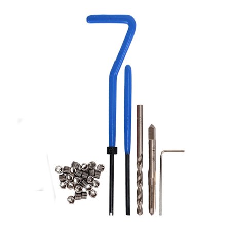 30 stk. gevindreparationskit professionelt metal bilgevindreparationsværktøjssæt til gendannelse af beskadiget gevind blå