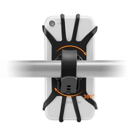 Pyörän puhelinteline, universaali silikoninen iskunkestävä moottoripyörän puhelinteline, 360° säädettävä kierto, yhteensopiva iPhone 14 Pro Max/13 