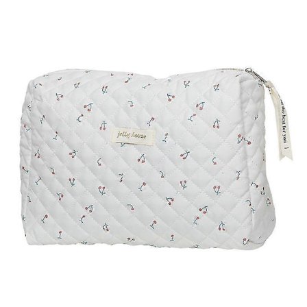 Tryckt Sminkväska, Söt Väska Bomull Rese Sminkväska vit GS