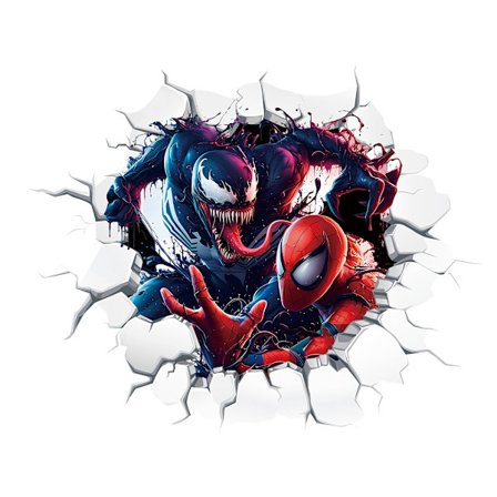 Fantastiske Venom & Spider-Man 3D vægklistermærker - bryder gennem væggen - til børneværelset - 52*42cm selvklæbende PVC-klistermærker fra Avengers 