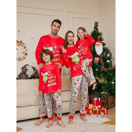 Julepyjamas Familiesæt Xmas Pjs Langærmet nattøj matchende outfits