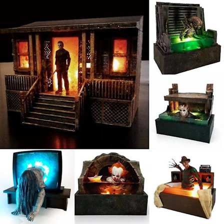 Jason Voorhees Figur Halloween Skräck Jason Samara Morgan Light Up Diorama