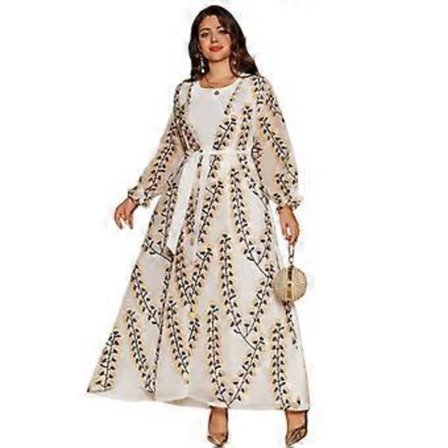 Beskeden islamisk outfit til damer, ærmeløse tanktoppe, lang kjole med åben cardigan, bedekjole, muslimske kjoler, kåbe, hvid XXL (XXL hvid)