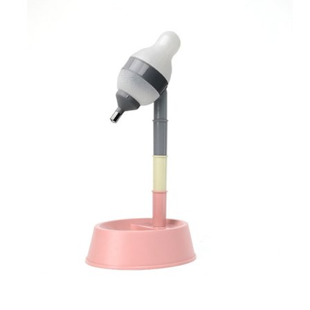 Pet Standing Höjdjusterbar vattendispenser Katthundskål med automatiskt matande vatten Rosa