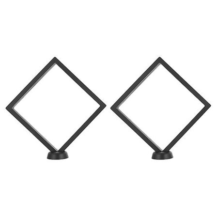 2 stk Smykke Flytende Ramme Display Holder Stativ Suspensjonsramme For Smykker Svart 18X18CM