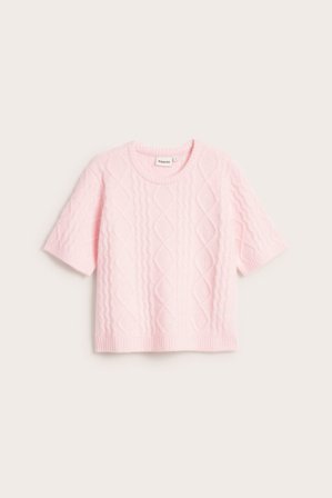 Kappahl | Sweter z dzianiny w warkocze | Jasnoróżowy