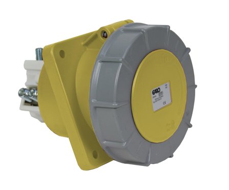 Garo UISV 4125-4 S Paneelin ulostulo IP67, 5-napainen, 125A, viisto Keltainen, 4 h, Liitäntätulpat & kaapelit