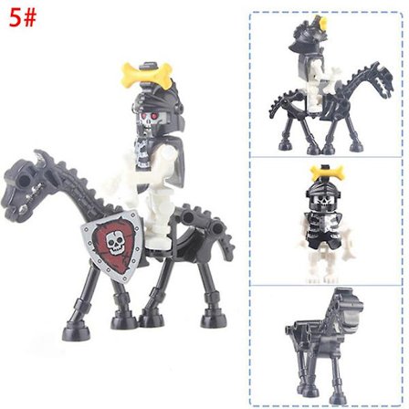 Halloween-skjelettridderfigurer Byggeklosser Soldat Hest Montering Leke