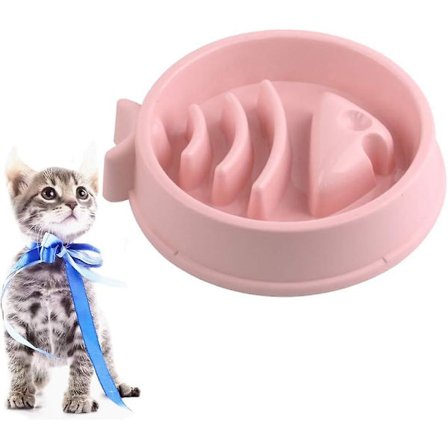 Langsomt foder skål til hunde og katte - fiskebensform, skridsikker, anti-glutton skål