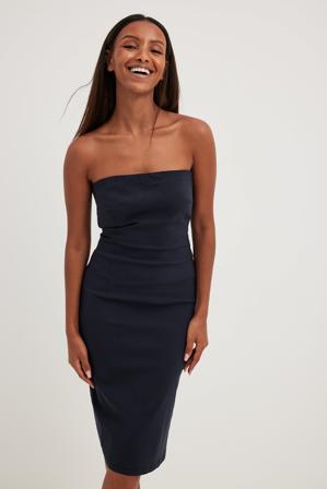 NA-KD Trend Robe bandeau mi-longue - Robes bandeau - Bleu - EU 44