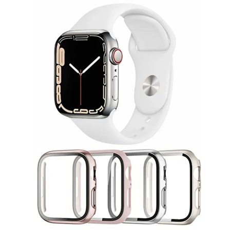5-pack Glas+Fodral+Armband för Apple Watch armband 44mm 45mm 40mm 41mmm 38 42mm 44mm 45mm Silikon iWatch serie 4 5 6 se 7 8 9 armband