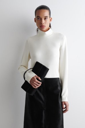 COS Women's High-Neck Jersey Top in White