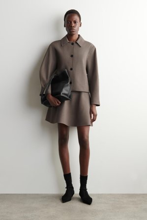 COS Women's Flared Jersey Mini Skirt in Brown