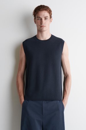 COS Men's Honeycomb-Knit Tank Top in Blue
