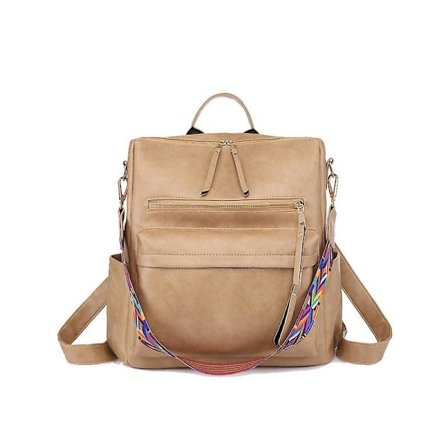 Læderrygsæk til kvinder, skoletasker med høj kapacitet, rejserygsække til kvinder