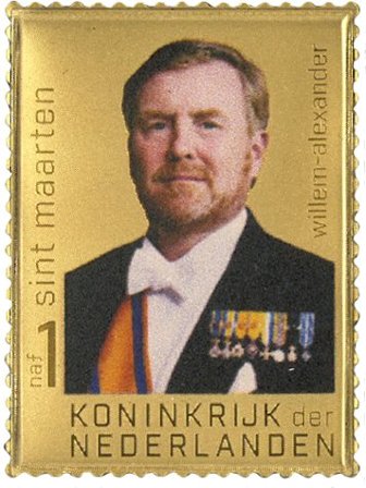 Sint Maarten - Willem-Alexander - Postfrisk frimærke i 24 karat guld