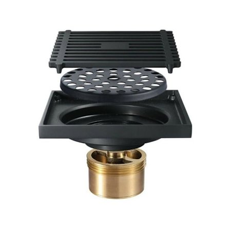 Walk-in bruseafløb, sort gulvafløb, lugtbestandig, 100x100mm