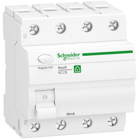 Schneider Electric R9R22463 Jordfelsbrytare 4-P, 63 A, klass A, 400 V AC, Anslutningsdon & kablar