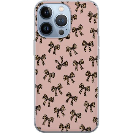 Kompatibelt Mobilskal till Apple iPhone 13 Pro Leopard båge rosetter mönster rosa bakgrund leopard print bågar söta mode flickaktig retro design m