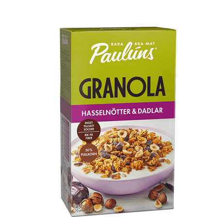 Paulúns Granola Hasselnøtt Dadler 450 g