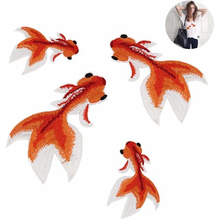 Guld fisk Broderi Patches Stryge-på Patch til Voksen Tøj DXGHC