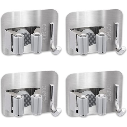 4X selvklebende verktøyholder med kostestativkroker, veggmontering