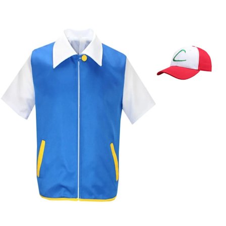 P-PokemonING Go Cosplay Barn Voksen Anime Ash Ketchum Klær Menn Blå Jakke Kostyme Gutter Jenter Halloween Party Cosplay kostyme