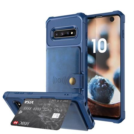 Skal med Kortfack - Samsung Galaxy S10 Blå