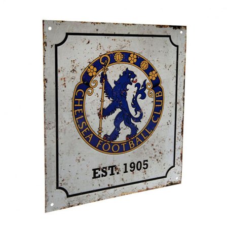 Chelsea FC Officiell Retro Logotyp Skylt En Storlek Vit