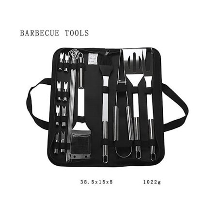 20-delt BBQ Redskabssæt, Grill Sæt i Rustfrit Stål, BBQ Tilbehør, Værktøj, Køkkensæt, BBQ Grill Sæt