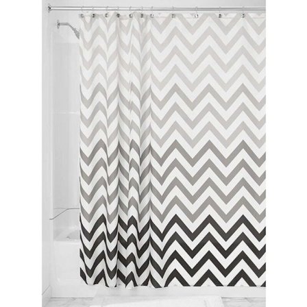 Tekstil bruseforhæng, 183,0 cm x 183,0 cm polyester bruse- og badeforhæng, forhæng med zigzagmønster, grå