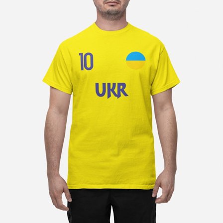 Ukraina landslag t-shirt i gul UKR & 10 fotboll euro24 Ukraine