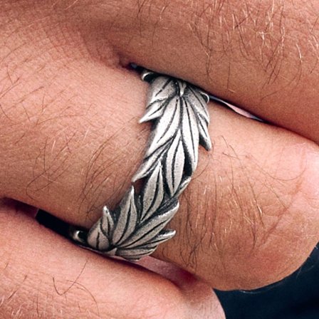 Obelius | Anillo vintage con corona de laurel en tono plateado para hombres - Anillos de acero